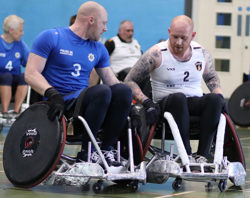 Wheelchair rugby action